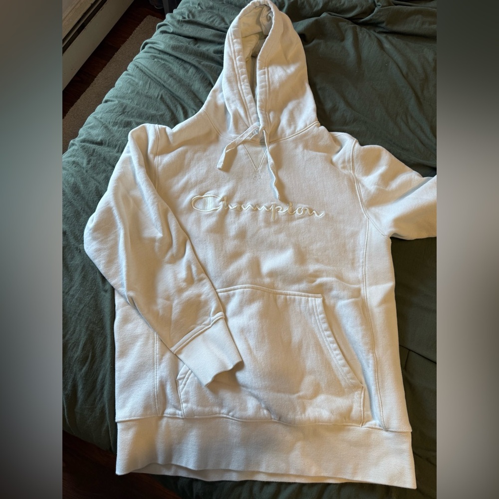 Champion White Embroidered Script Pullover Hoodie